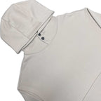 Stone Island hooded sweatshirt, light beige close-up of snap hood placket
