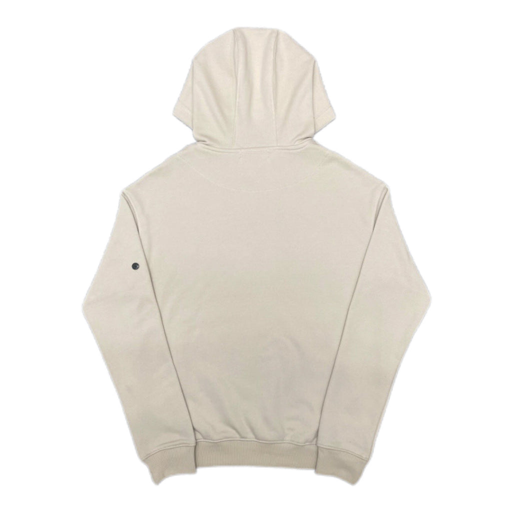Stone Island hooded sweatshirt, light beige back view with two side snaps