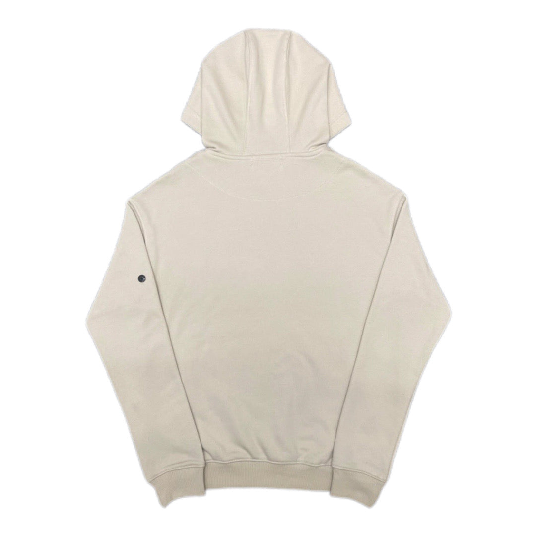 Stone Island hooded sweatshirt, light beige back view with two side snaps