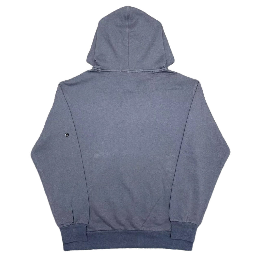 Stone Island hooded sweatshirt in slate blue, plain back with drawstring hood