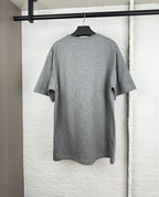 Grey crew-neck T-shirt with short sleeves, plain back