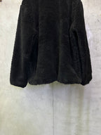 Dior long black fleece jacket back with rounded hem