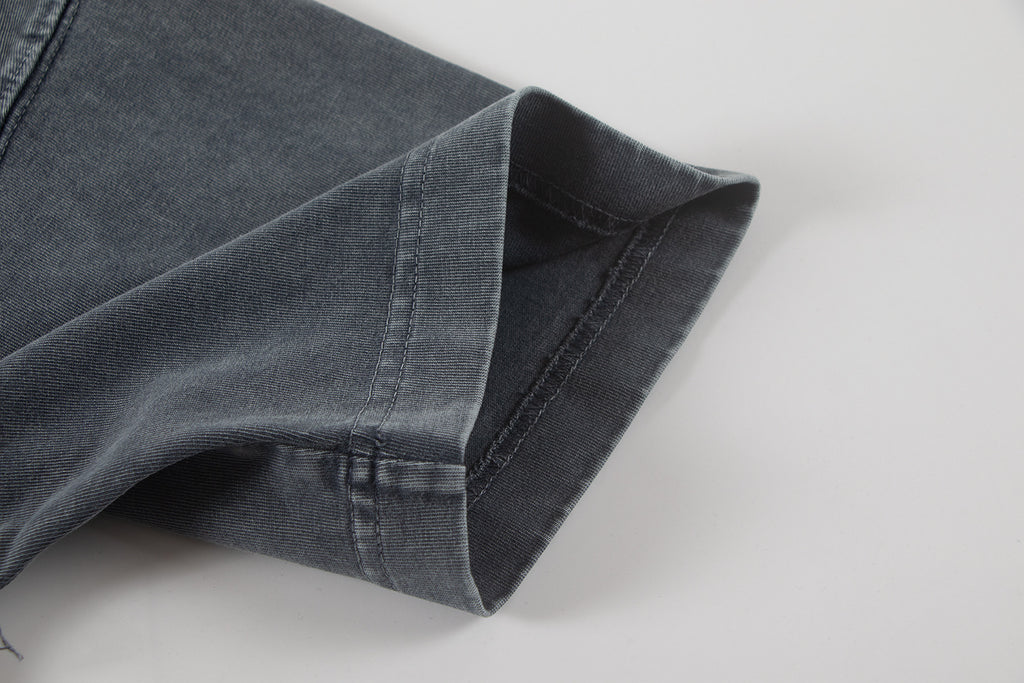 Charcoal T-shirt sleeve and hem with stitched cuff detail