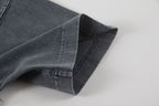 Charcoal T-shirt sleeve and hem with stitched cuff detail