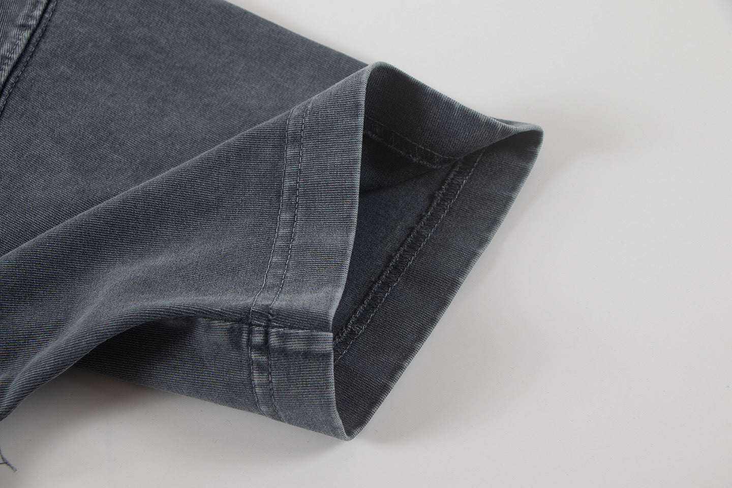 Charcoal T-shirt sleeve and hem with stitched cuff detail