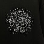 Rhinestone elephant head graphic on black short-sleeve T-shirt