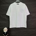 White short-sleeve T-shirt with small rhinestone logo on the chest