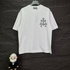 White short-sleeve T-shirt with cross logo on chest
