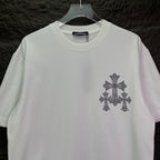 White short-sleeve T-shirt with small chest cross emblem