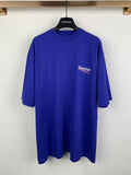 Balenciaga blue T-shirt with small chest logo, short sleeves