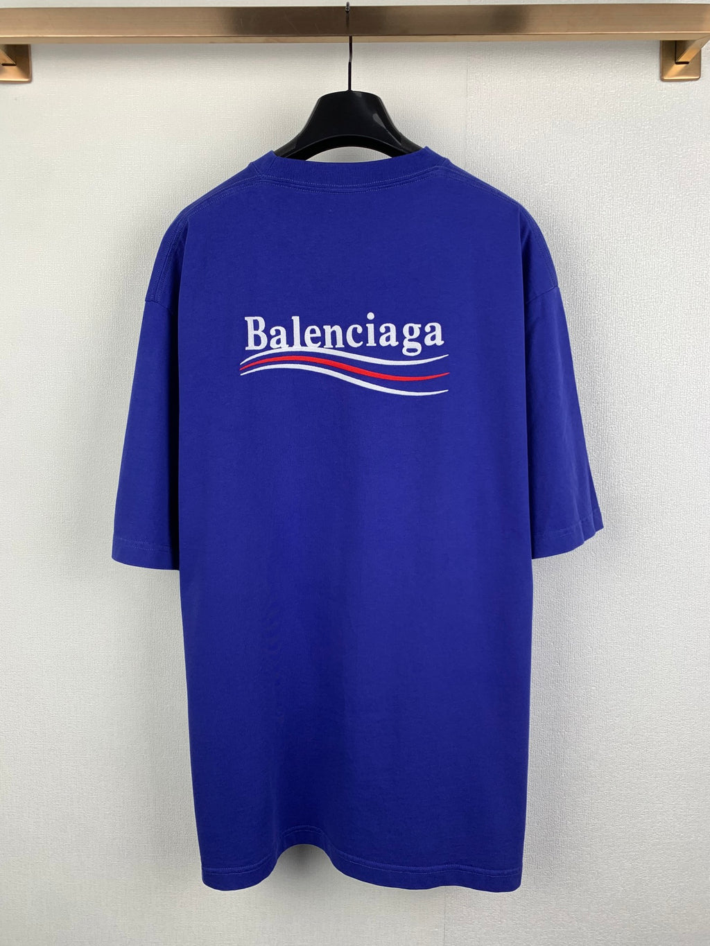 Balenciaga blue T-shirt with large back logo, short sleeves