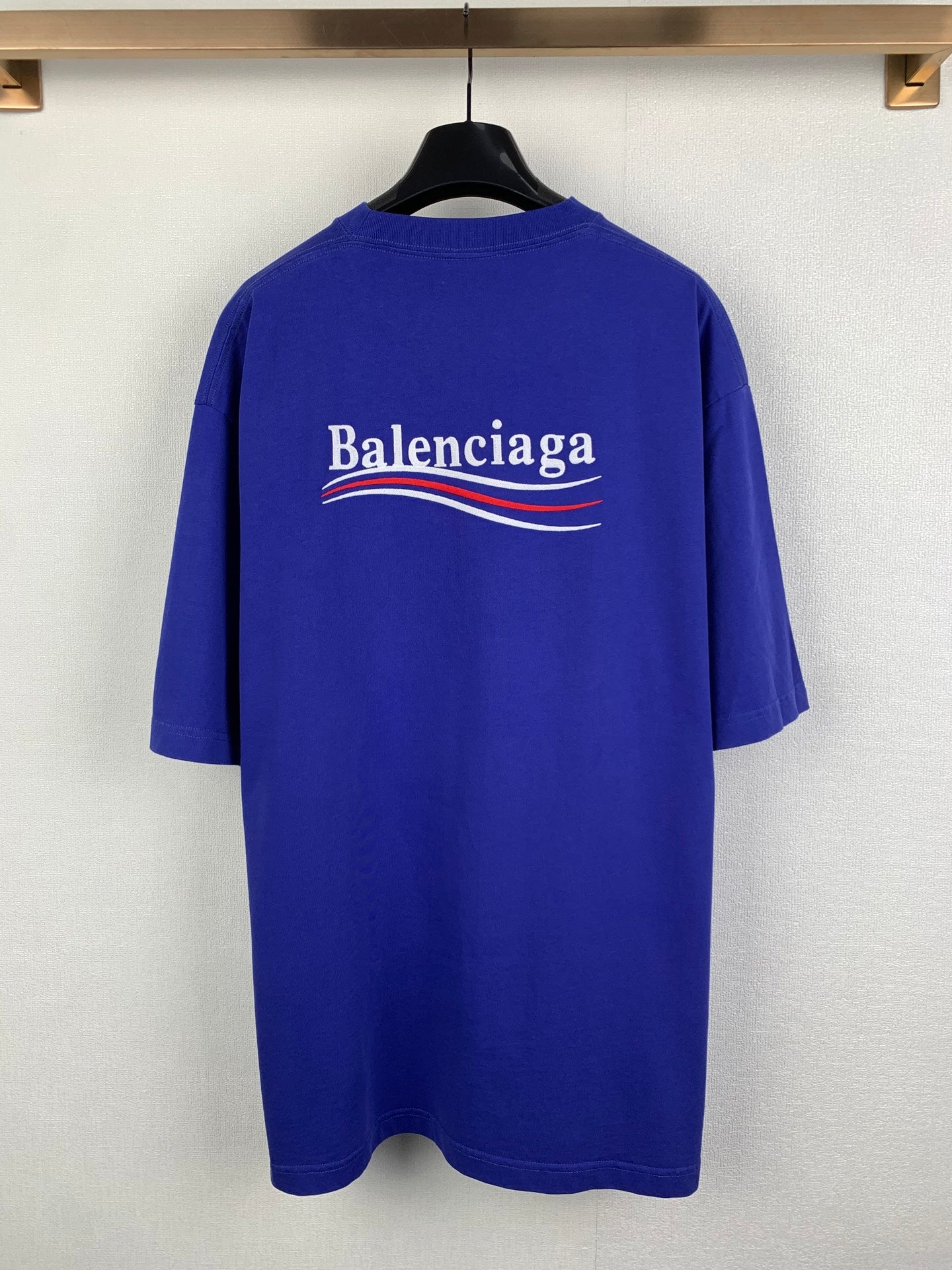Balenciaga blue T-shirt with large back logo, short sleeves