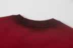 Burgundy short-sleeve T-shirt with ribbed crew neck