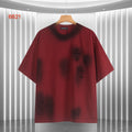 Burgundy short-sleeve T-shirt with embroidered cross and star accents