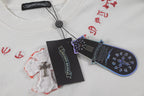 White T-shirt with embroidered heart motif plus hanging size and brand tags