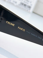 Sunglasses arm with “CELINE PARIS” text and size/“MADE IN ITALY” markings.