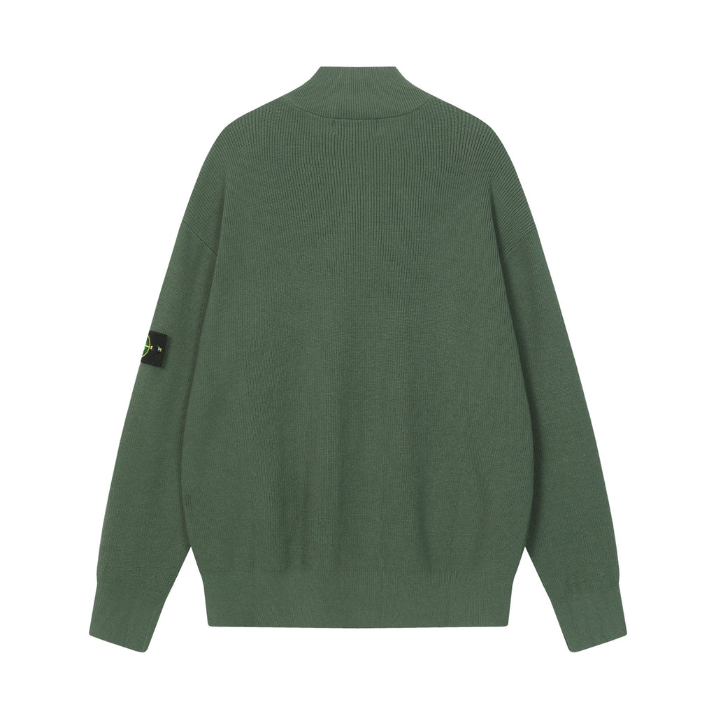 Stone Island zip jacket, dark green knit with back yoke and long sleeves