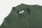 Stone Island zip jacket collar detail in dark green rib-knit with zipper pull