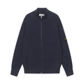 Stone Island knit zip jacket with stand collar and long sleeves, dark navy