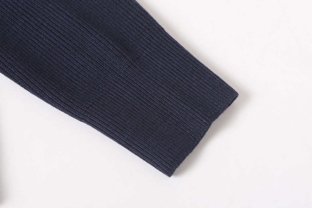 Stone Island dark navy knit jacket sleeve cuff with ribbed trim