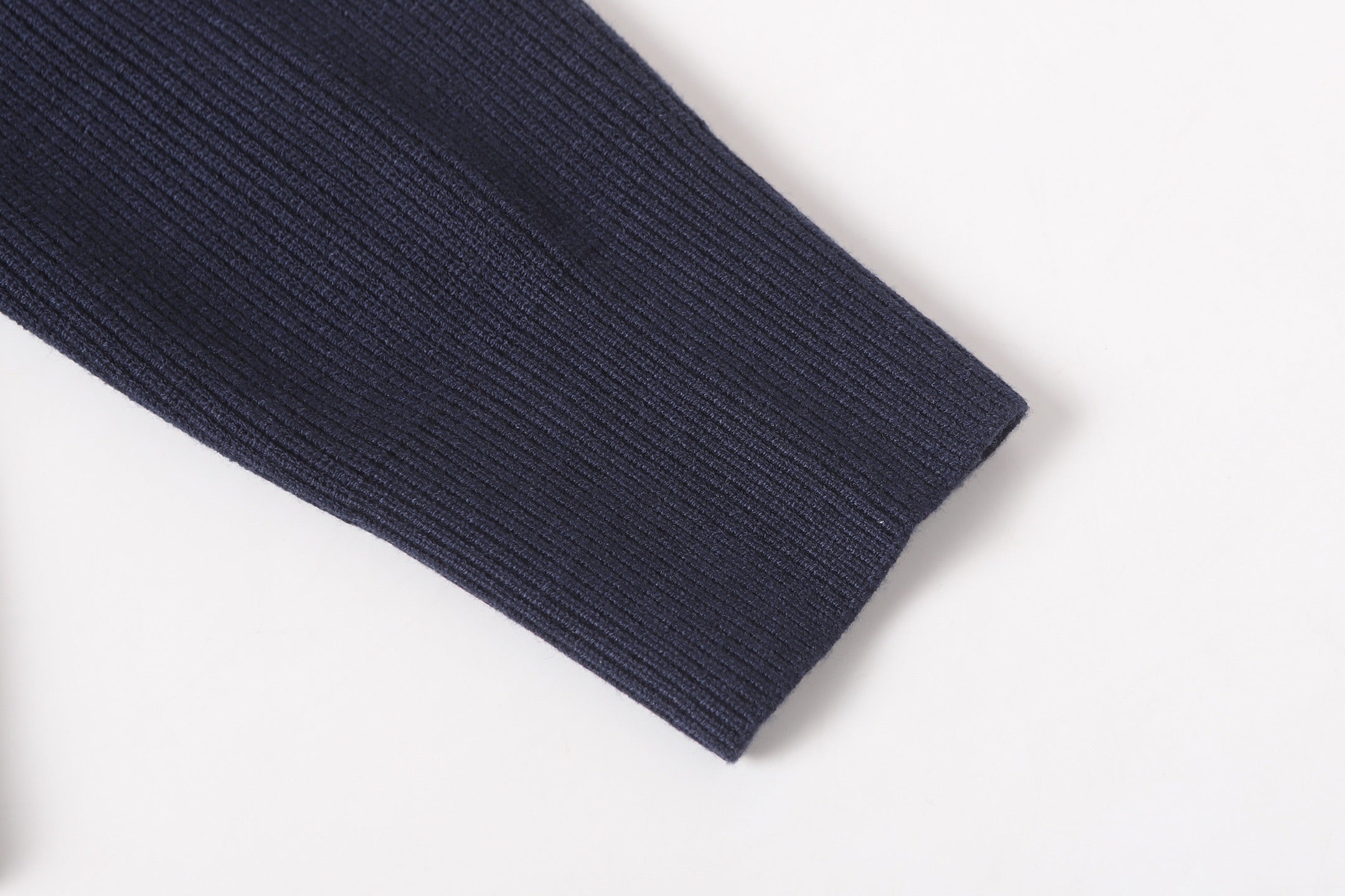 Stone Island dark navy knit jacket sleeve cuff with ribbed trim