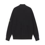 Stone Island black zip-up jacket back view with stand collar