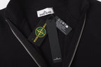 Stone Island jacket neckline with inner label and green yellow emblem patch