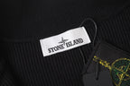 Stone Island black jacket collar with branded neck label and drawstring cord