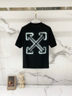 Black T-shirt with large geometric OFF graphic on the front