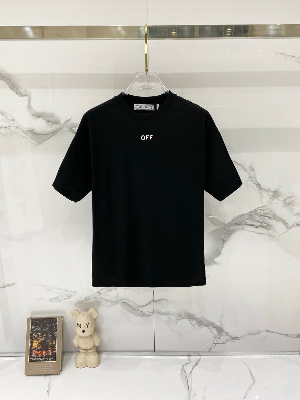Off White black T-shirt with small OFF logo on the chest