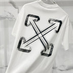 Off-white T-shirt back with large black arrow X graphic