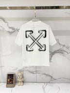 Off-white T-shirt with large black arrow X graphic on back