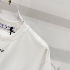 Off-white T-shirt collar with internal brand label and tag