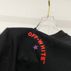 Off-White black T-shirt back with vertical OFF-WHITE logo and purple star