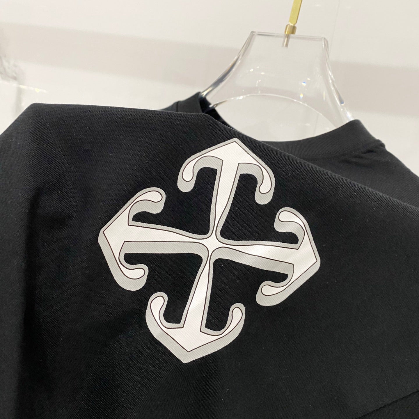 Off White black T-shirt chest with large white cross logo