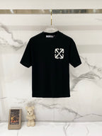 Off White black T-shirt with small chest logo, short sleeves