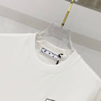 Off-white T-shirt neckline close-up with inner neck label