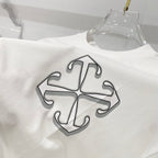 Off-white T-shirt close-up of front emblem logo print