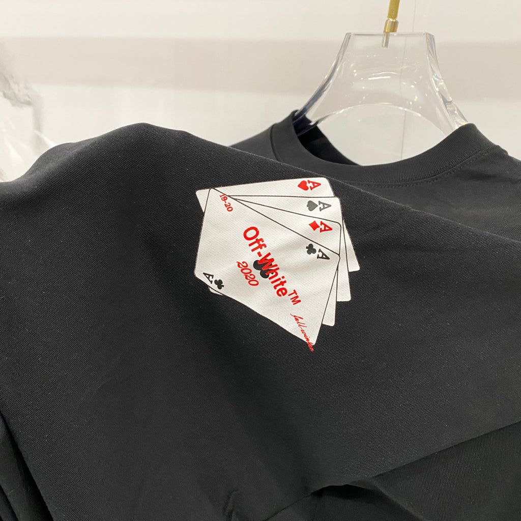 Off-White T-shirt shoulder with large card graphic print on back