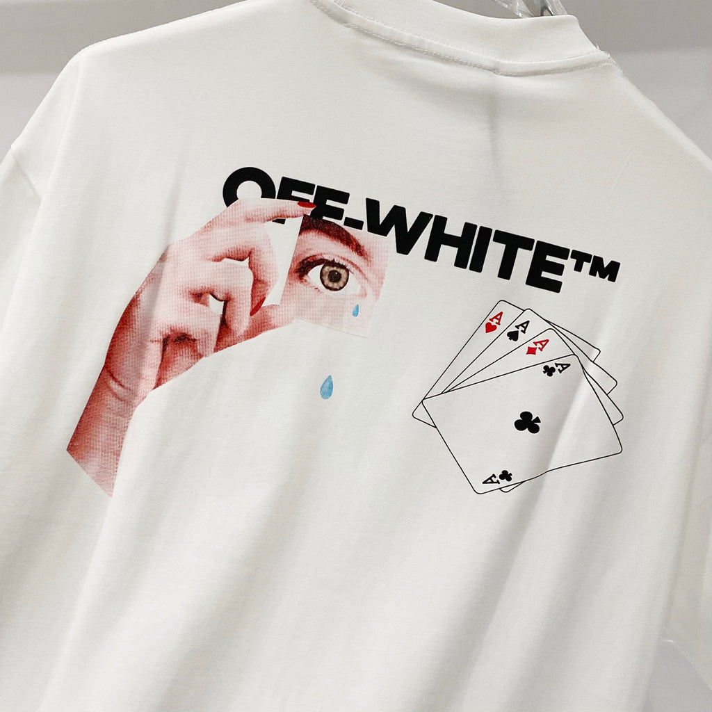 Off-White graphic T-shirt, off-white, front face illustration with card icon and text