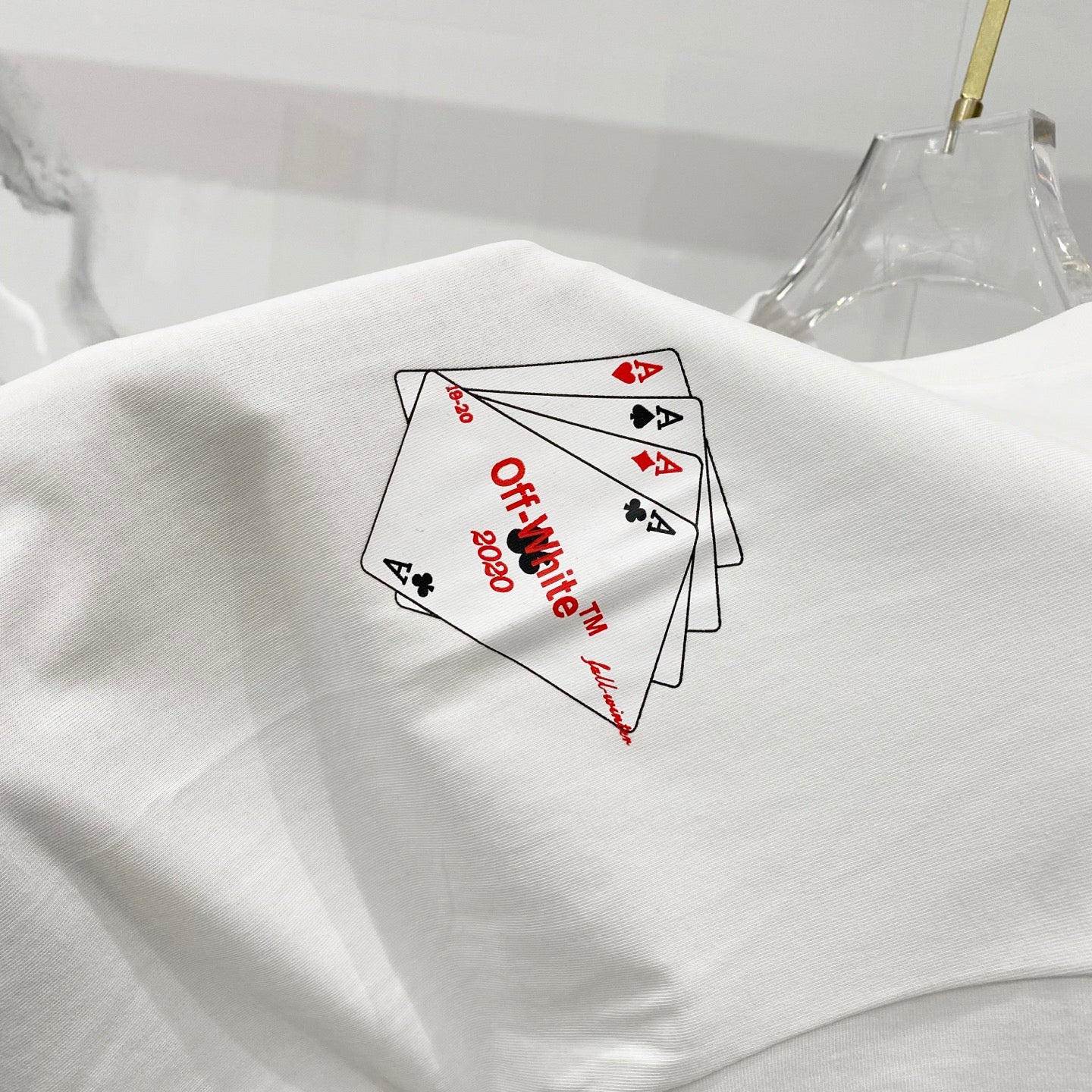Off-White graphic T-shirt, off-white, large back card graphic with red Off White text