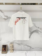 Off-White graphic T-shirt, off-white, back view with large OFF-WHITE text and cards