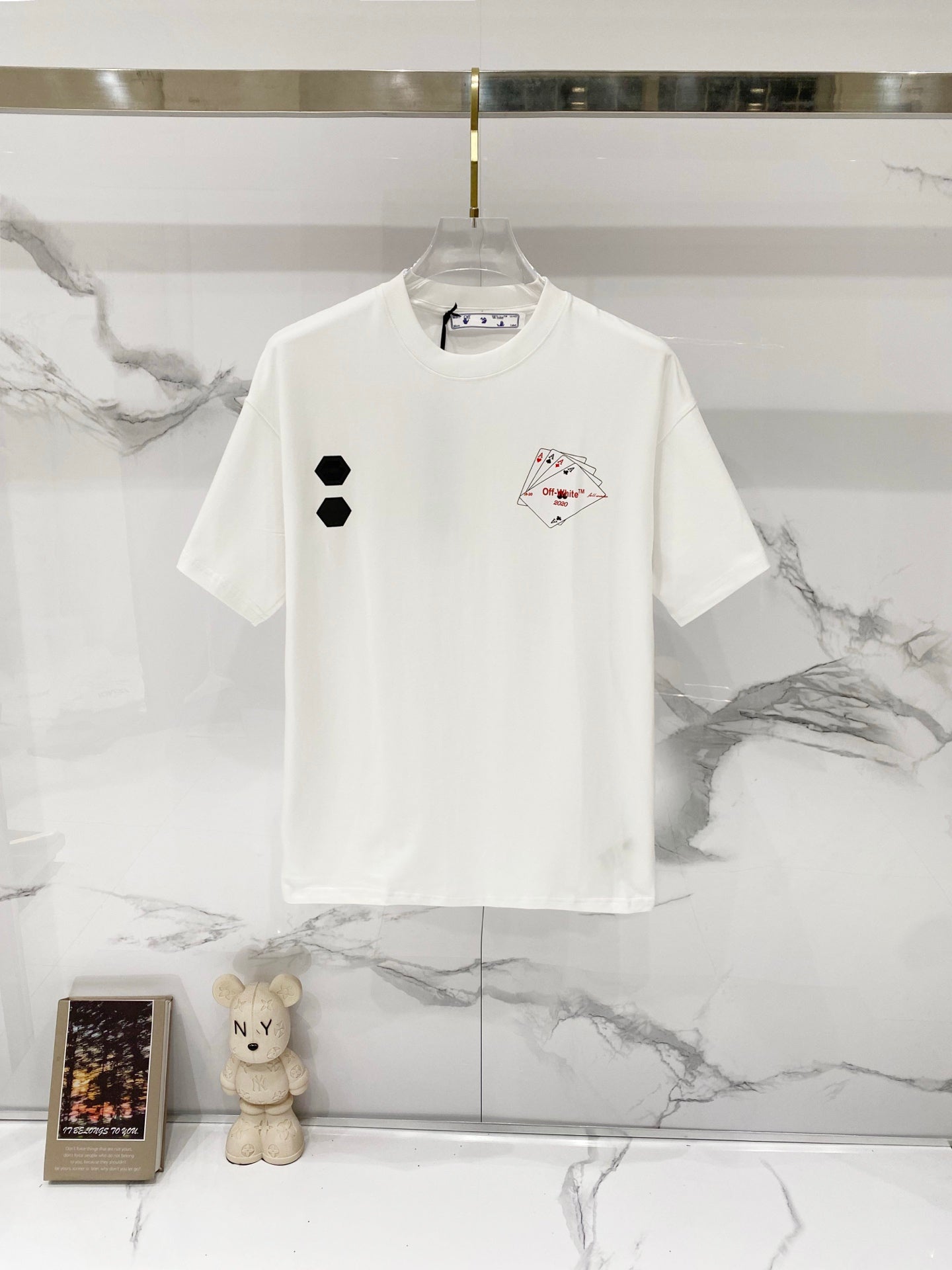 Off-White graphic T-shirt, off-white, front chest logo and small card print
