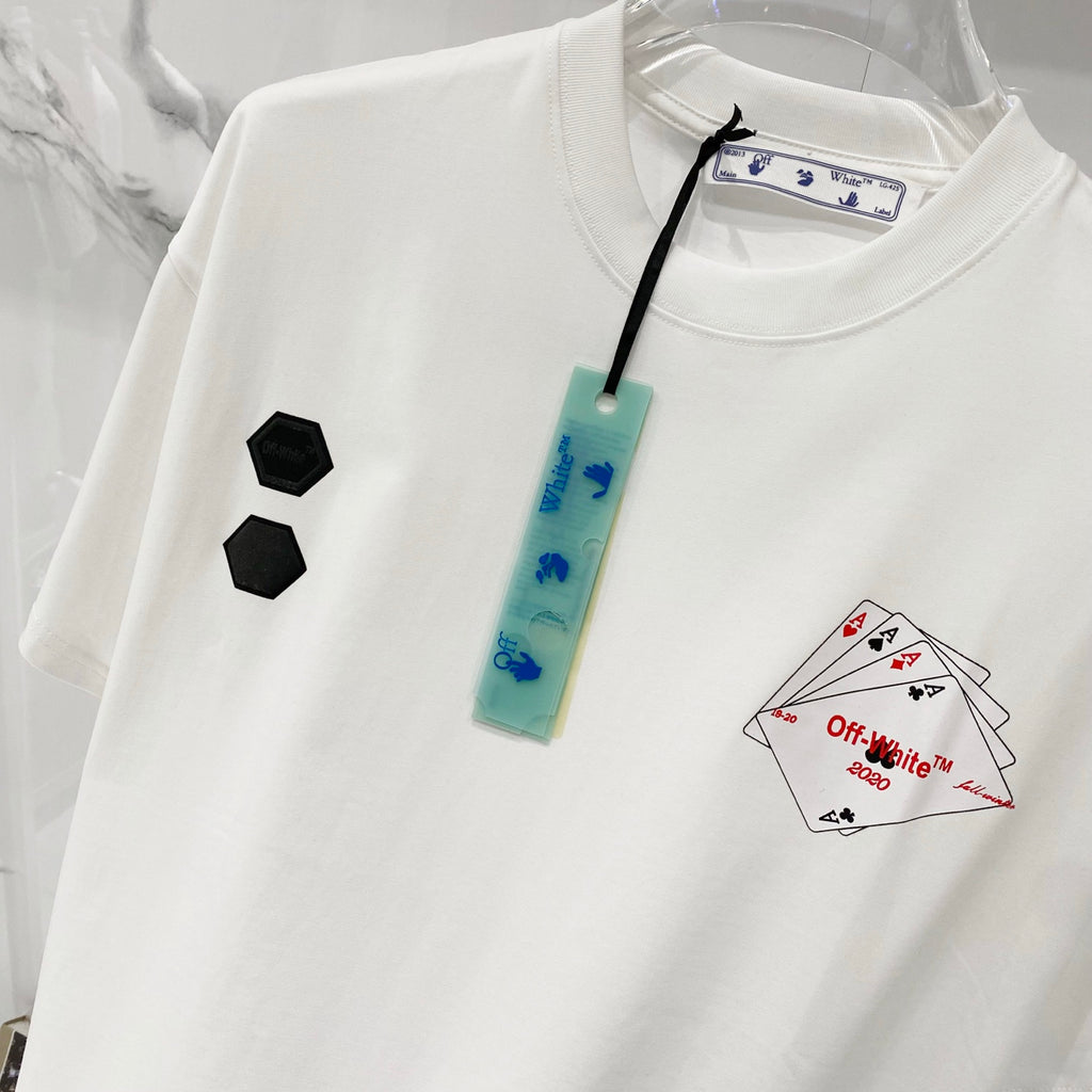 Off-White graphic T-shirt, off-white, chest card logo with hanging price tag