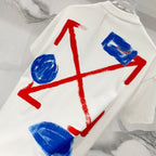 Off-White white T-shirt with large blue and red marker-style graphic