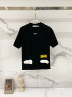 Black T-shirt with 'OFF' logo and white print on front