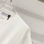 White T-shirt front with crew neck and small inner neckline label