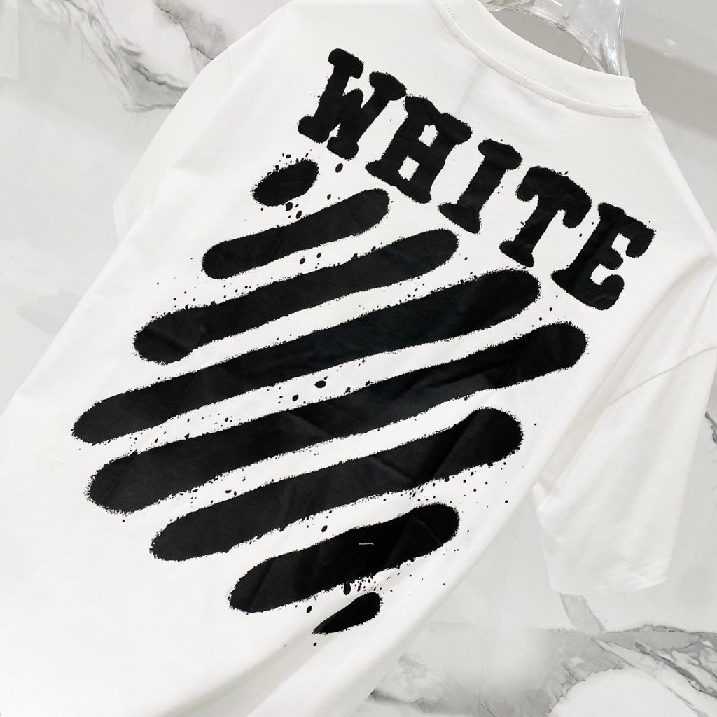 White T-shirt back with bold black brush-style “OFF” graphic