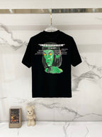 Off-White black T-shirt with green face artwork and 'IMPRESSIONISM' text print