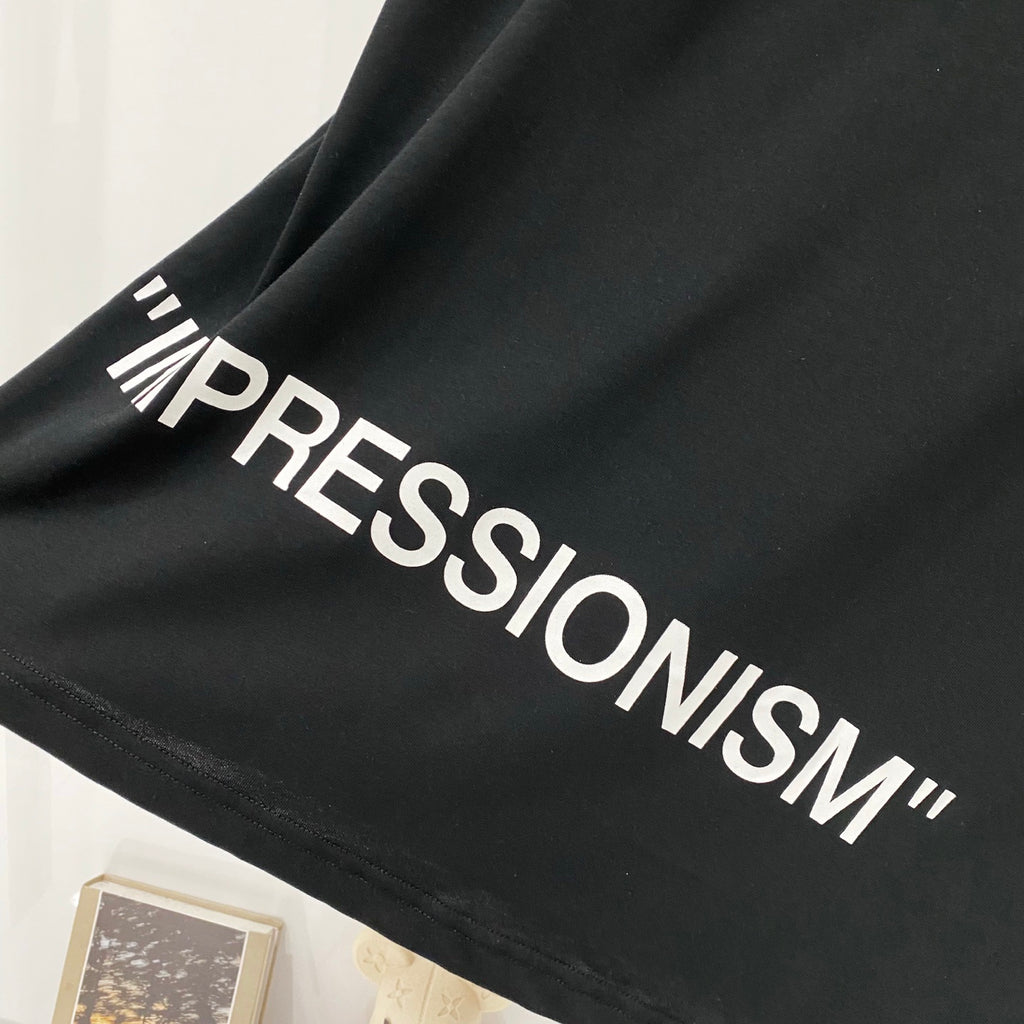 Off-White black T-shirt with 'IMPRESSIONISM' lettering across sleeve/shoulder